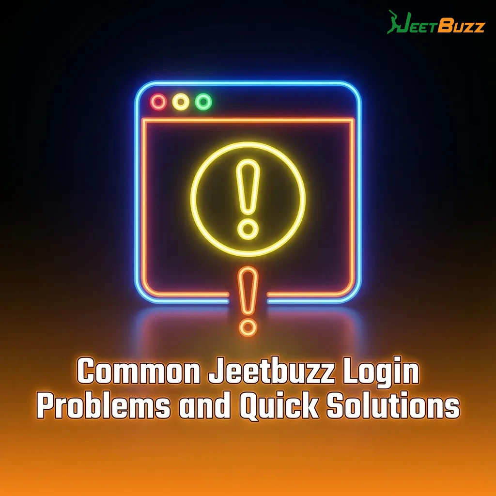 Infographic listing common Jeetbuzz login problems with brief step-by-step solutions to fix each issue.