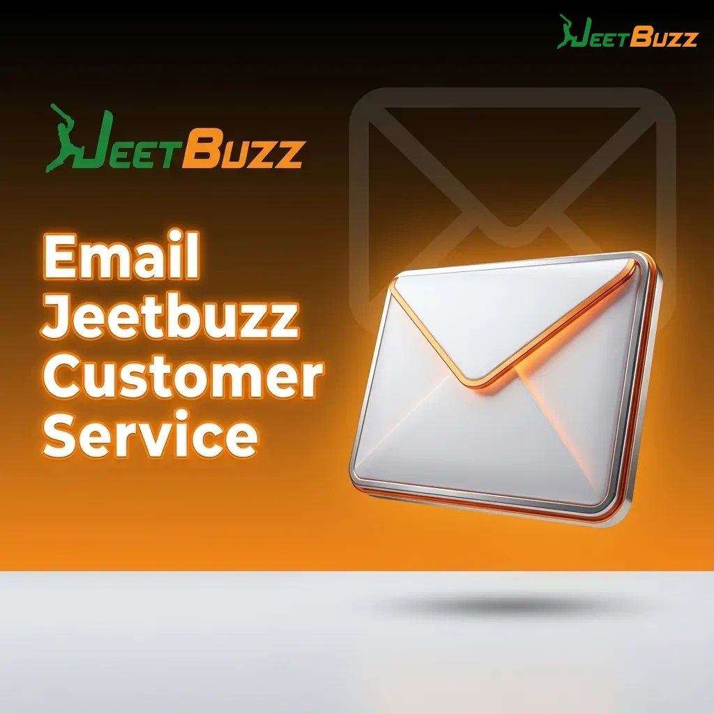 Illustration of a user composing a detailed support email to Jeetbuzz customer service on a laptop