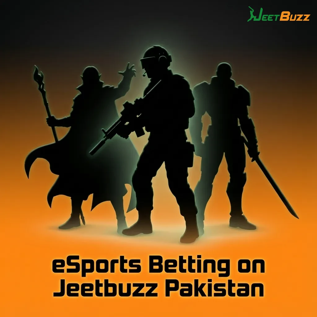 Jeetbuzz Pakistan eSports betting page showing Dota 2, CS2, StarCraft, and League of Legends match markets on screen