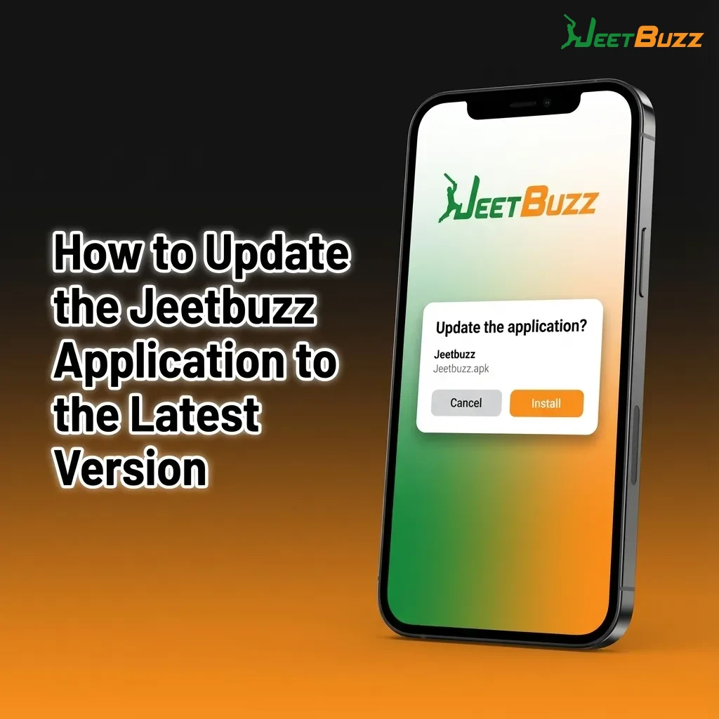 Illustration of updating the Jeetbuzz app on Android via APK and iOS PWA with prompts, download, and automatic refresh