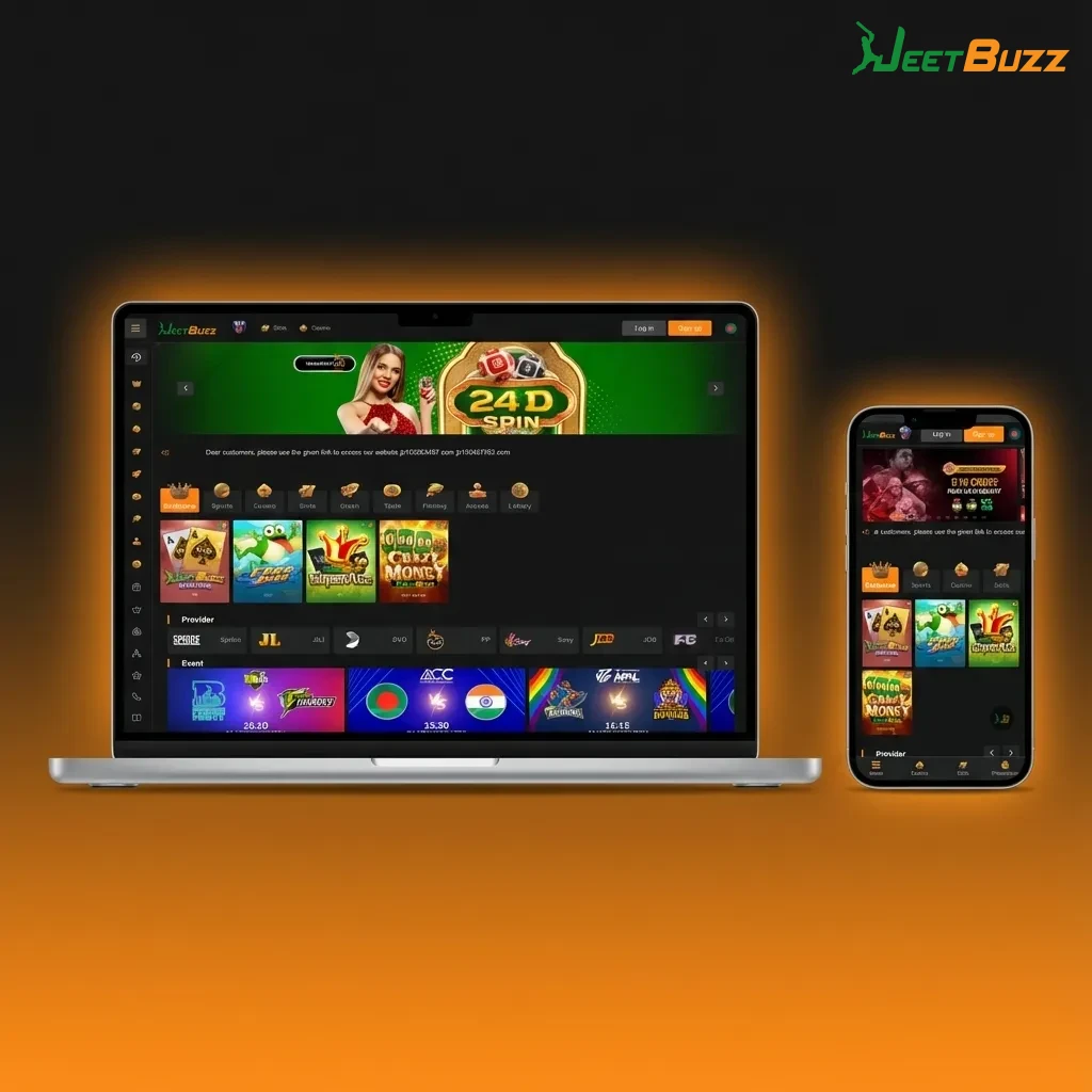Jeetbuzz Pakistan site interface with top menu for sports, casino, live betting, promos, help, login, language, and deposits.