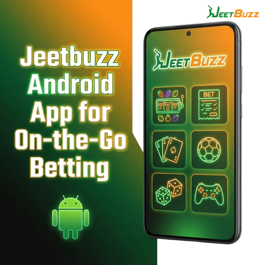 Smartphone showing Jeetbuzz Android app interface for sports betting and casino games, highlighting easy APK install in Pakistan