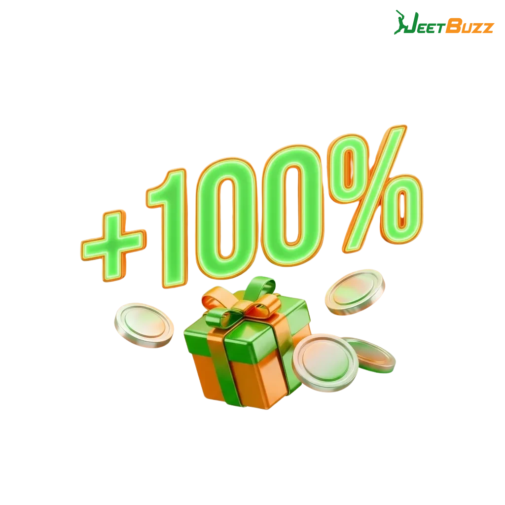 Colorful Jeetbuzz promo banner highlighting India-focused casino and sports bonuses for new players