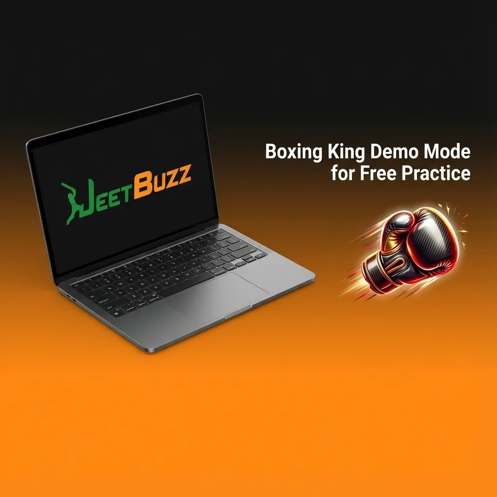 Screenshot of Boxing King Jeetbuzz slot in demo mode with virtual credits and practice spins visible on screen