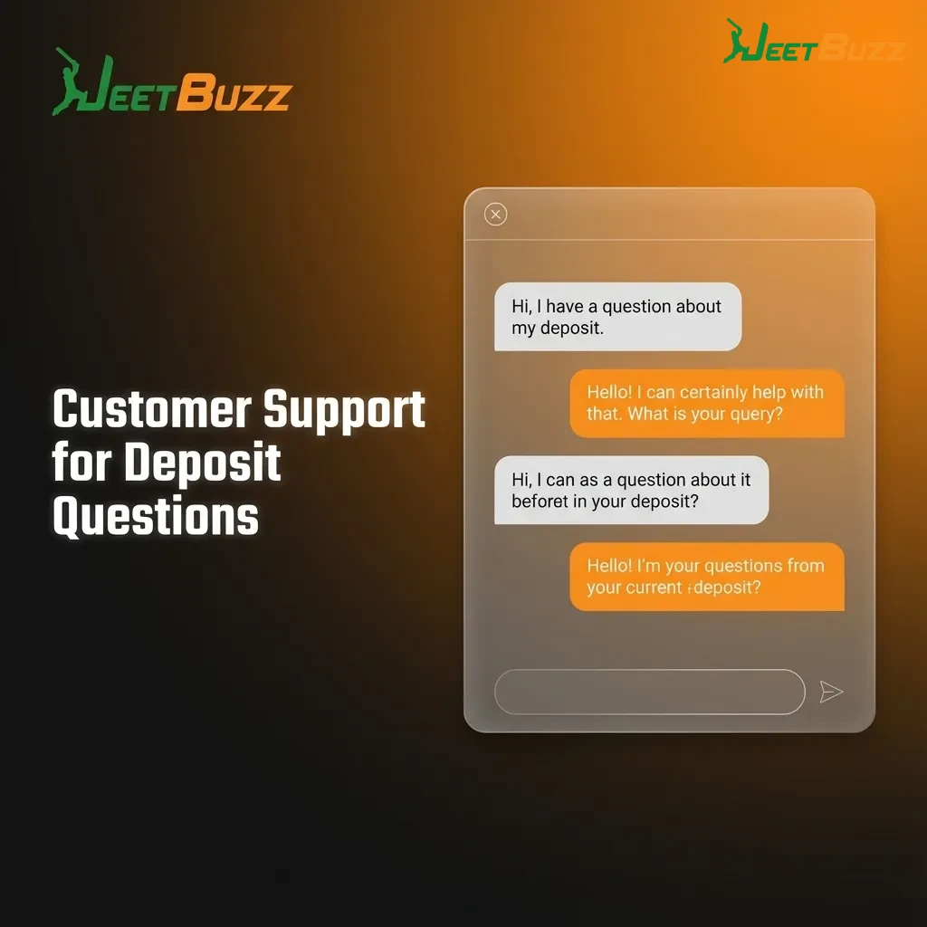 Illustration of customer support channels for deposit issues: live chat, email, phone, and messaging apps.
