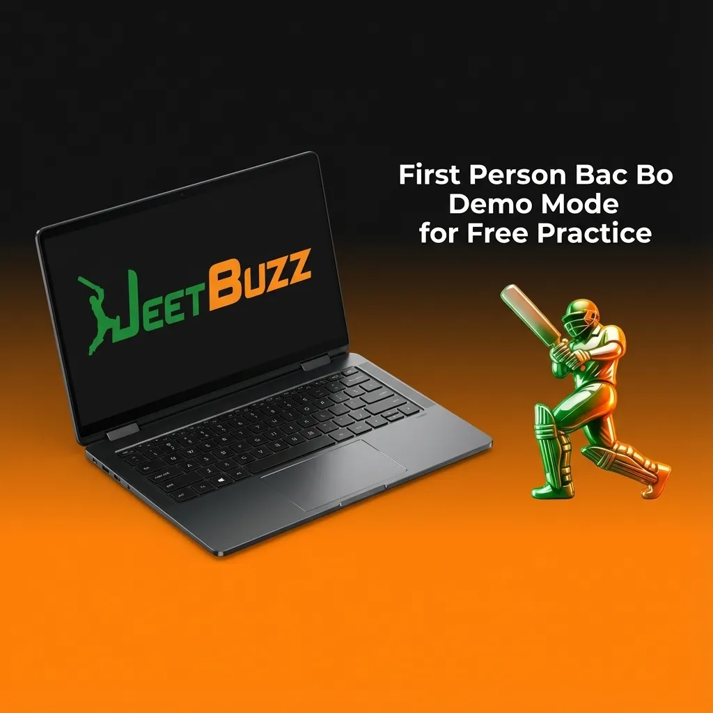 Screenshot of First Person Bac Bo demo mode showing virtual credits and practice bets without real-money risk