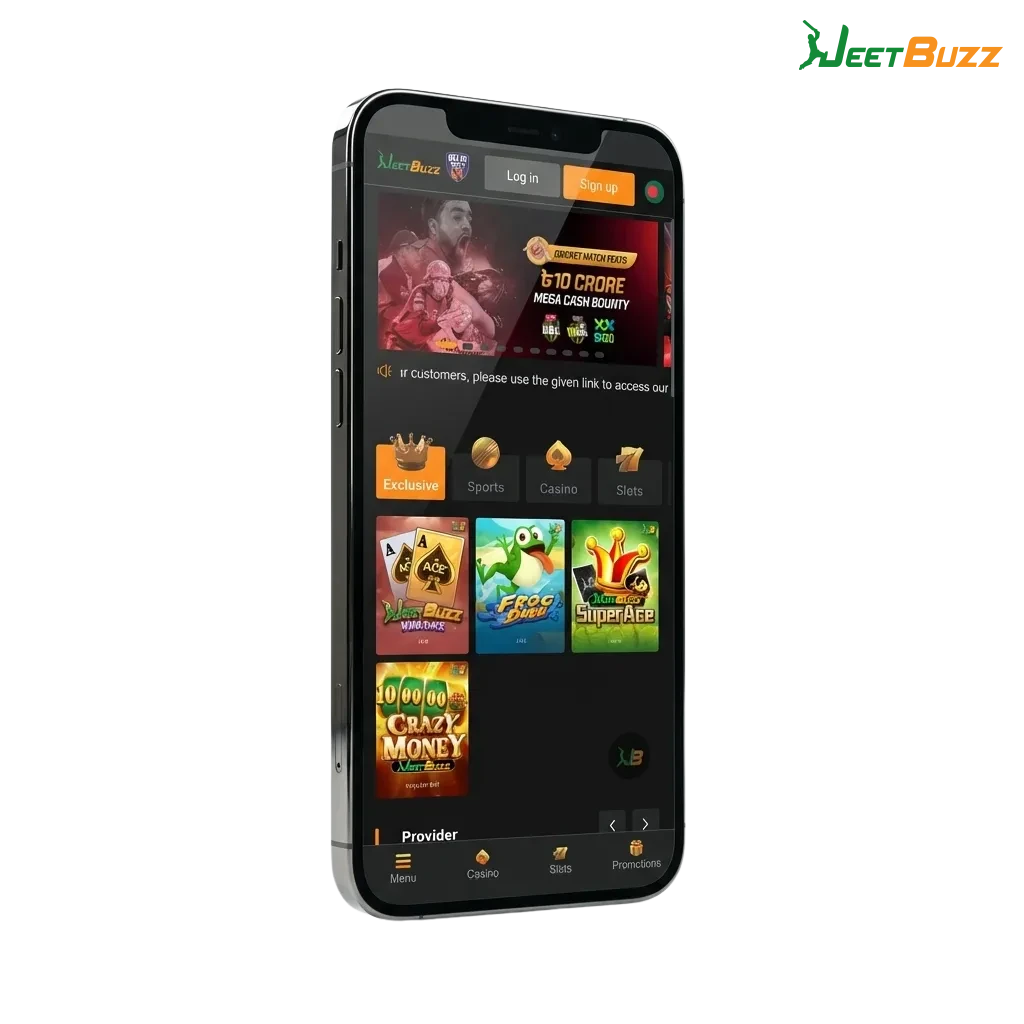 Jeetbuzz iOS app promo for Pakistan players highlighting PKR betting, casino, sports odds, and new user bonus offers