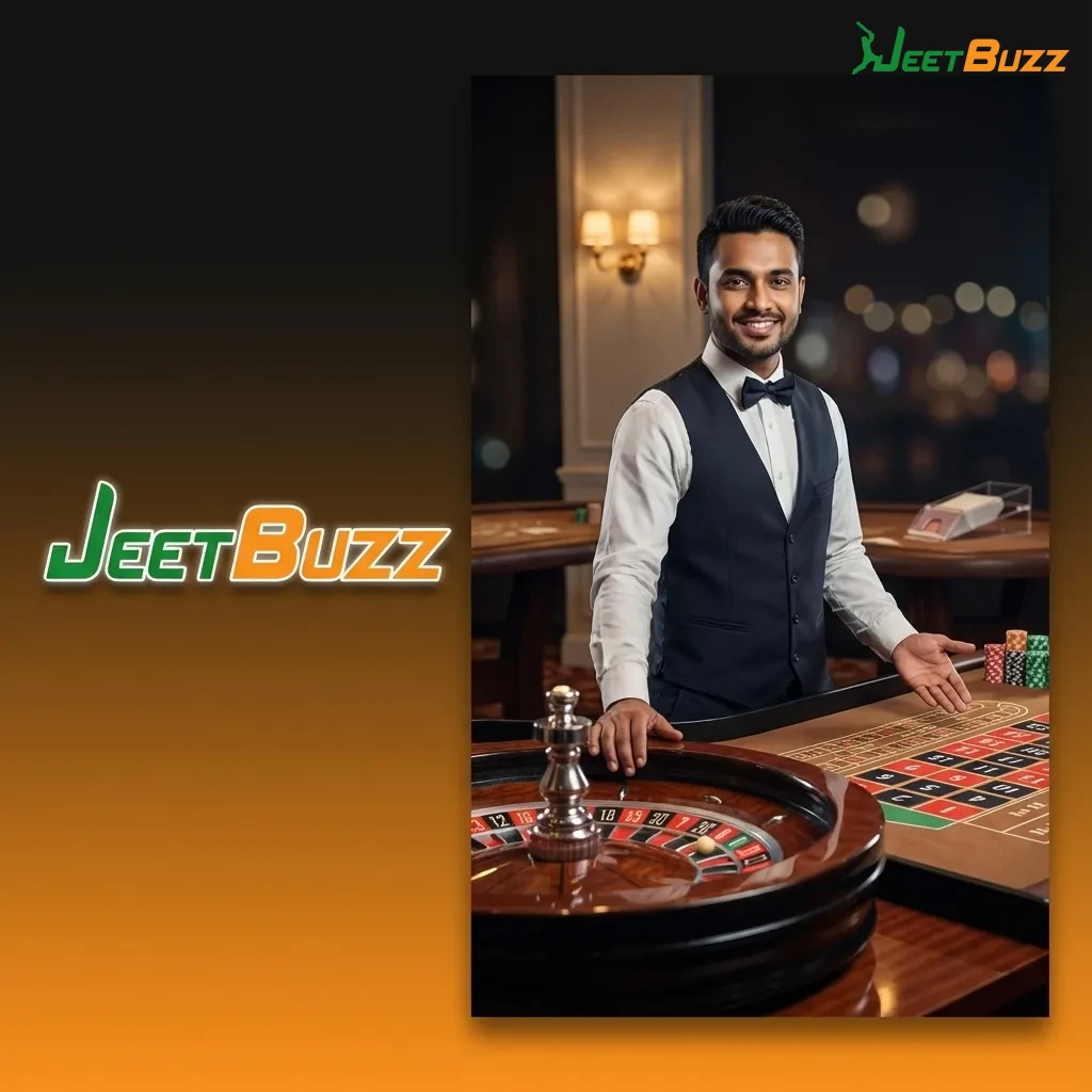 Bangladeshi player at Jeetbuzz live casino table on mobile, with HD-streamed dealer and roulette, blackjack, baccarat games
