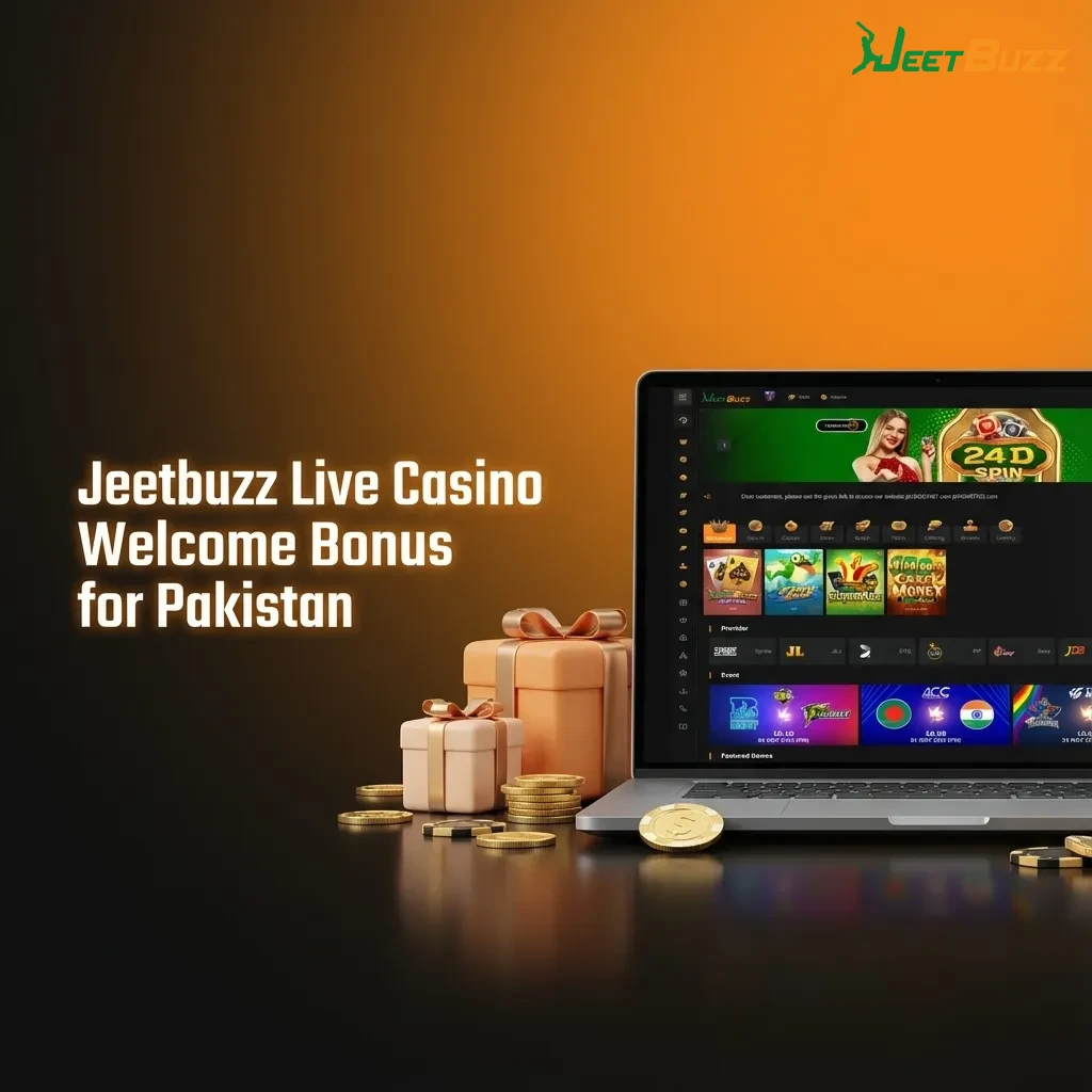 Jeetbuzz Live Casino Pakistan bonus banner highlighting free spins, 25% live casino cashback and 50% sports bet refund
