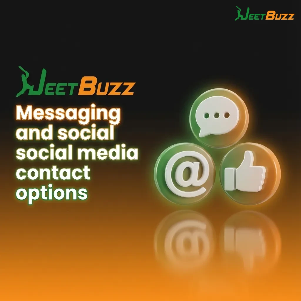 Illustration of WhatsApp, Telegram, Facebook, and X icons with chat bubbles labeled as support contact options