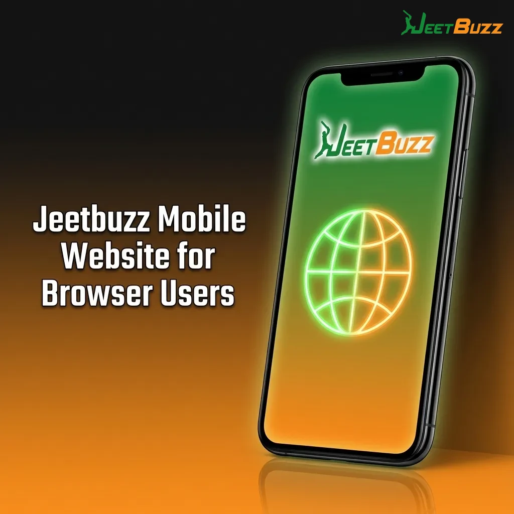 Smartphone showing Jeetbuzz mobile website with sports betting, casino games, bonuses and payment options in a browser-friendly layout