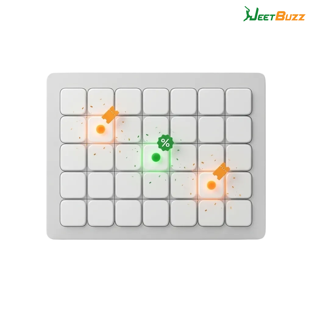 Jeetbuzz promo code Pakistan ad showing welcome bonus details: free spins, cashback, and sports bet refund for new users