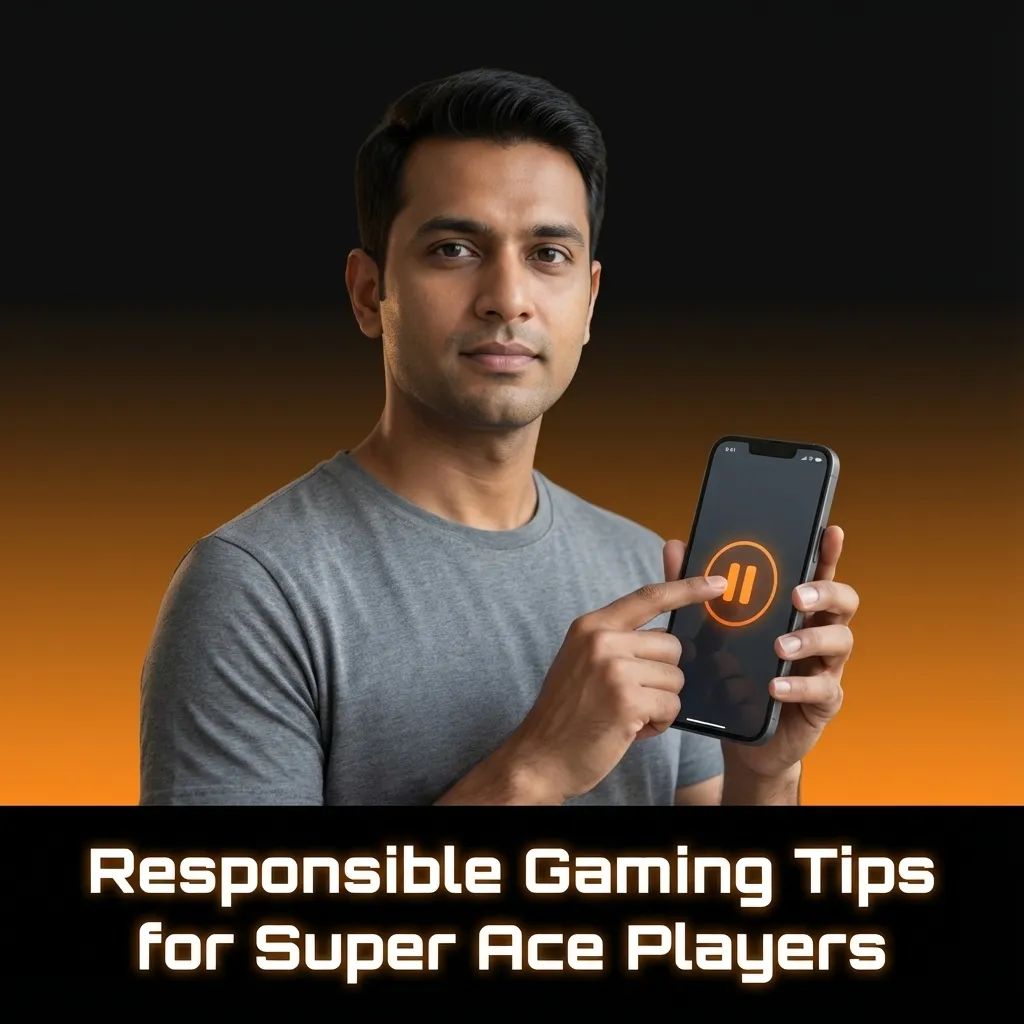 Infographic titled “Responsible Gaming Tips for Super Ace Players” with icons illustrating budgeting, limits, and seeking help.