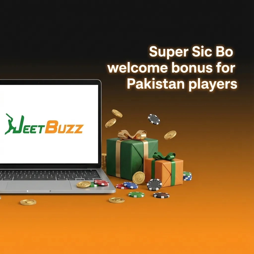 Super Sic Bo welcome bonus banner for new Pakistan players showing spins, cashback, and sports refund offers