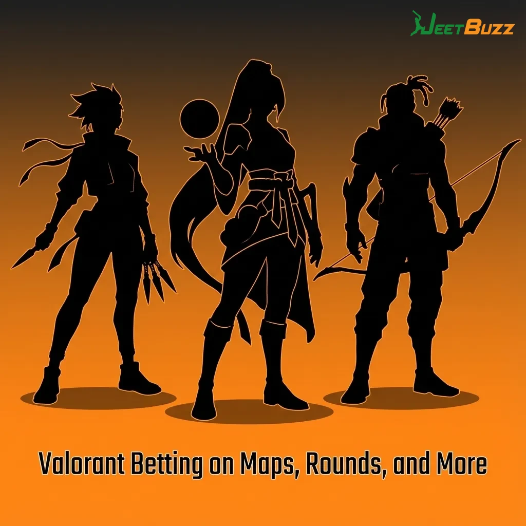 Valorant esports betting screen showing maps, rounds, and match markets on the Jeetbuzz app during a pro tournament
