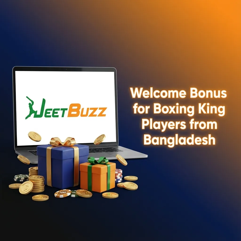 Bangladesh Boxing King welcome bonus ad showing free spins, live casino cashback and sports refund with registration steps