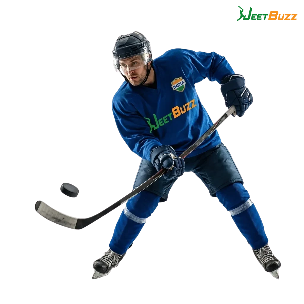 Jeetbuzz interface showing live and pre-match ice hockey betting odds with welcome bonus offer highlighted on screen