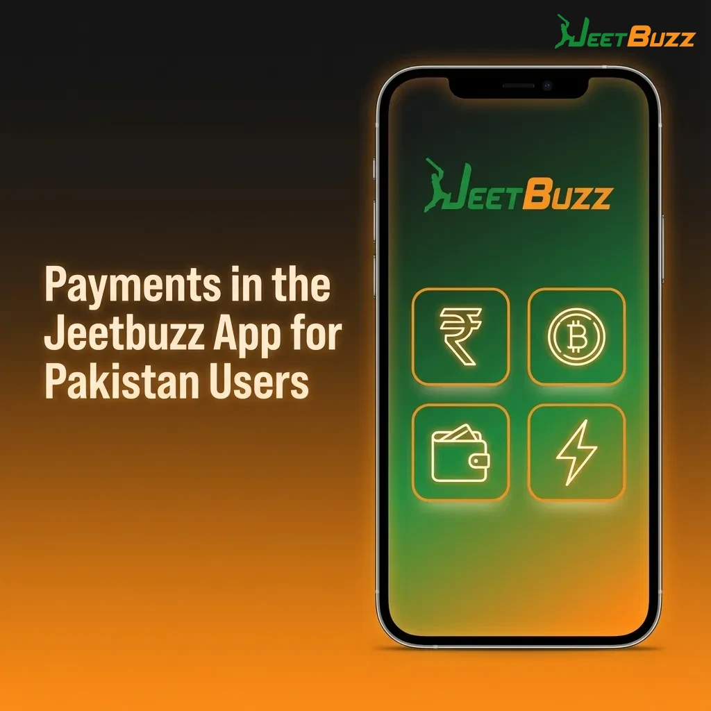 Jeetbuzz Pakistan app screen showing PKR balance and icons for Easypaisa, JazzCash, Visa, Mastercard, and bank transfers