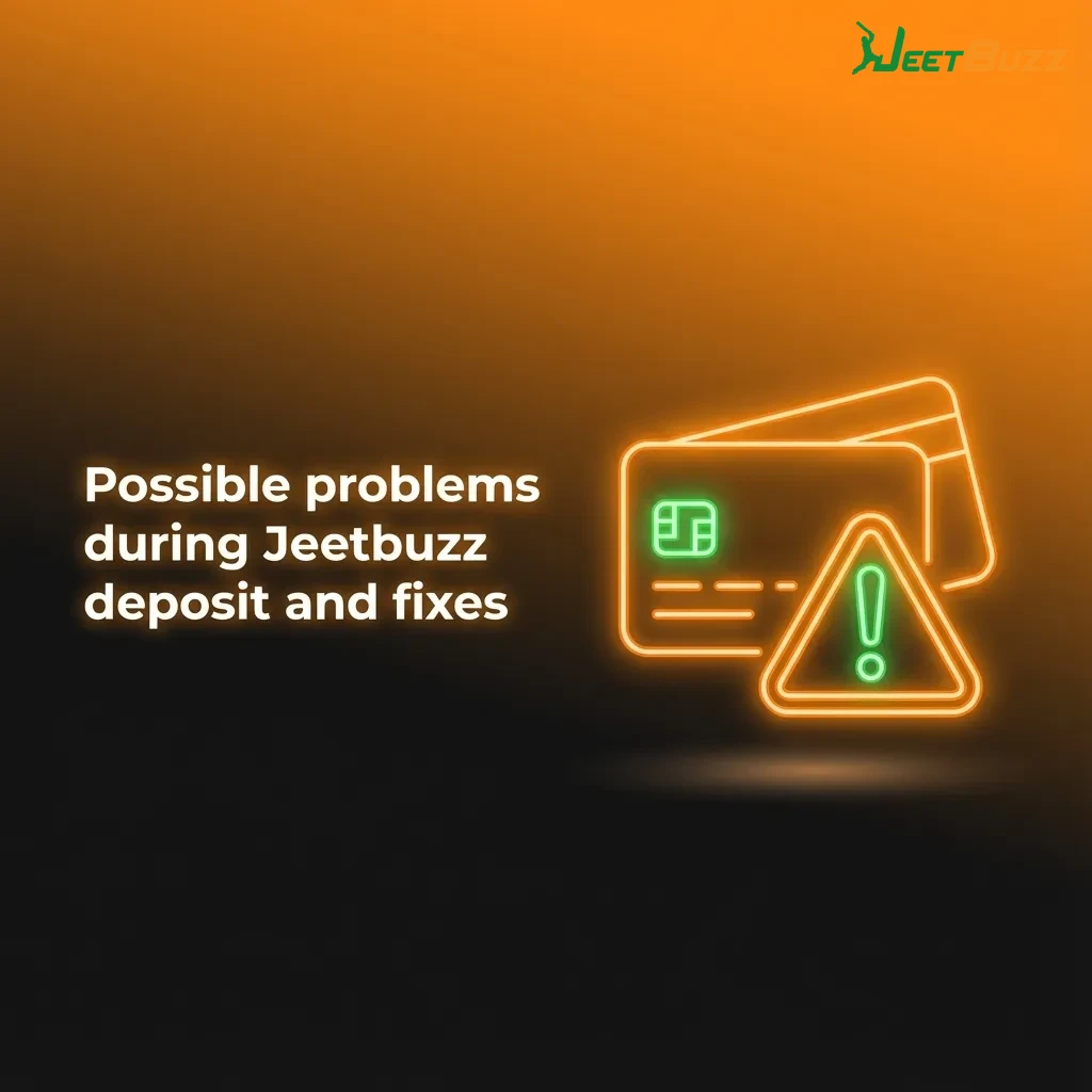 Infographic showing common Jeetbuzz deposit issues with brief fixes for payment failures, delays, and verification blocks