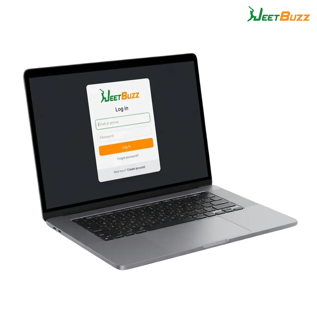 Indian user logging into Jeetbuzz on phone, showing secure, encrypted access to betting, casino games, and account options