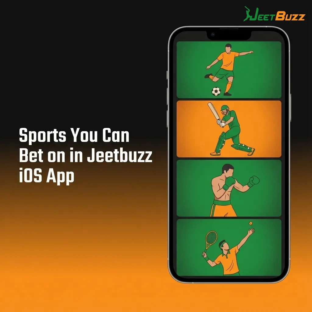 Jeetbuzz iOS app screen showing betting markets for cricket, football, tennis, kabaddi, esports and more sports
