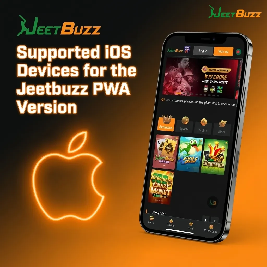 Chart listing supported iPhone and iPad models in Pakistan for the Jeetbuzz Safari-based PWA on iOS 13 and later