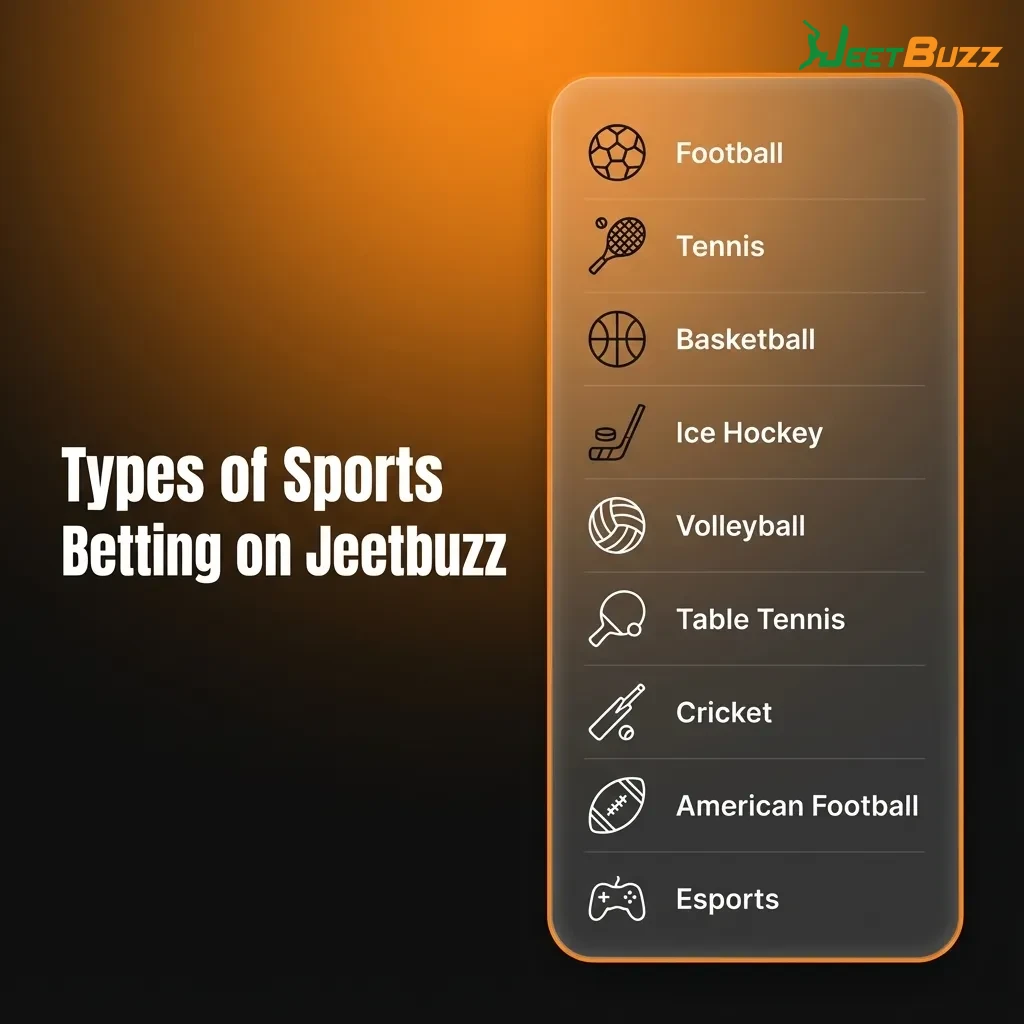 Graphic for Jeetbuzz Pakistan showing cricket, football, tennis and kabaddi betting options with live and pre‑match markets