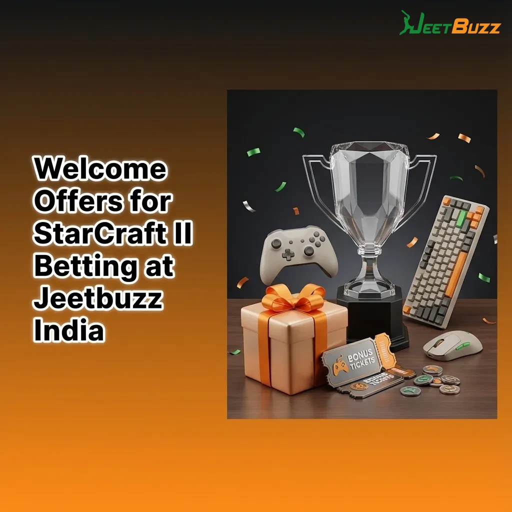 Jeetbuzz India welcome offers banner highlighting StarCraft II betting bonuses and cashback for new users