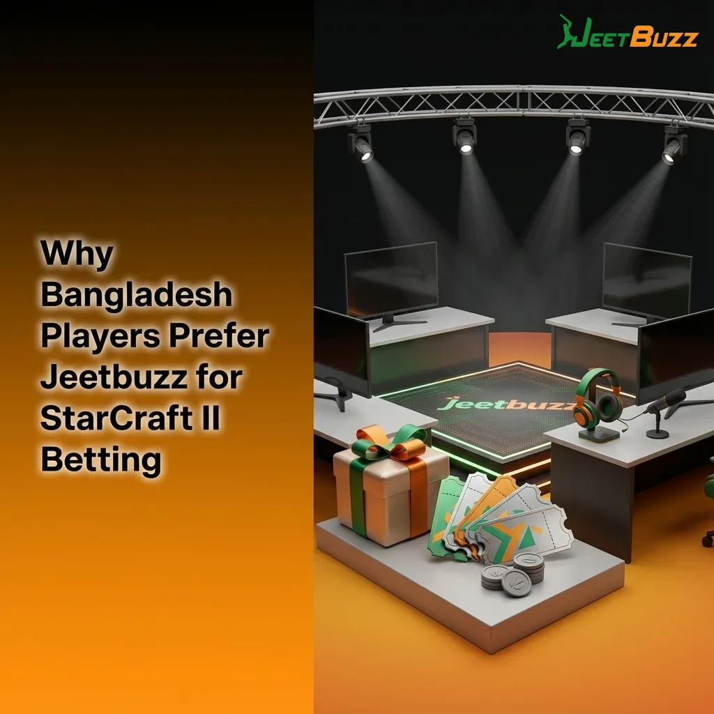 Bangladeshi gamer using Jeetbuzz app to bet on StarCraft II, showing BDT balance, odds, and local payment options on screen
