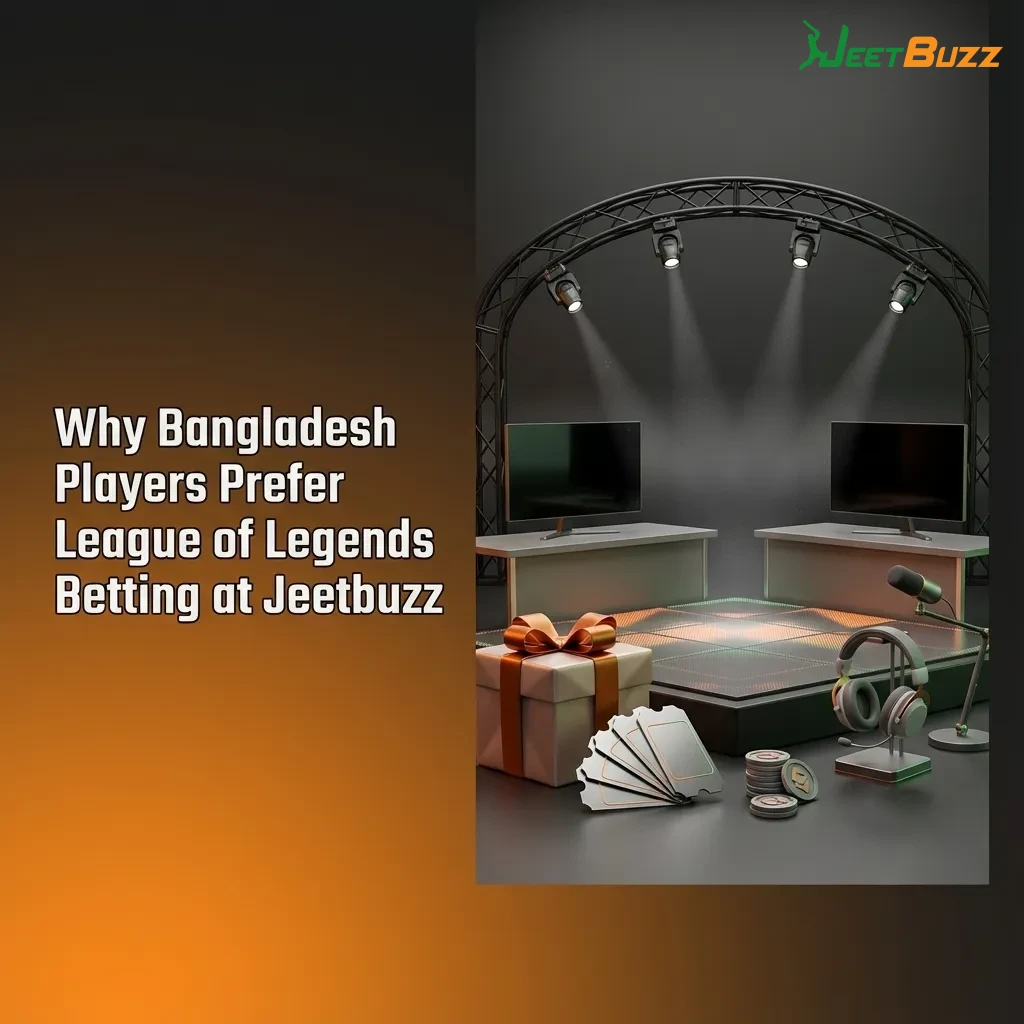 Bangladesh bettor using Jeetbuzz on mobile to place League of Legends bets, highlighting promos, local payments, and live odds