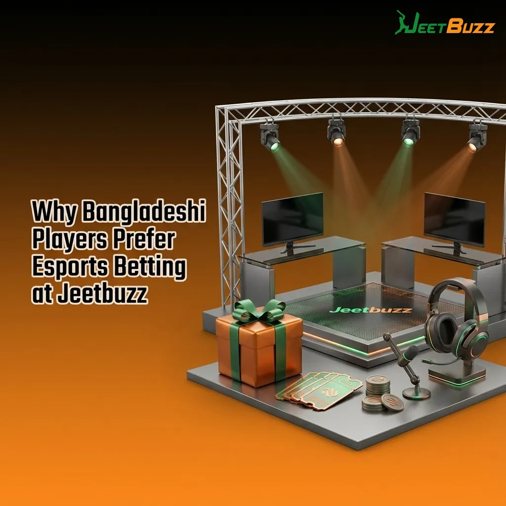 Bangladeshi esports bettors using Jeetbuzz on mobile, highlighting BDT payments, bonuses, live odds, and 24/7 support