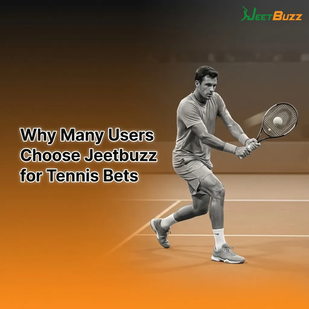 Infographic titled “Why Many Users Choose Jeetbuzz for Tennis Bets,” listing key features and benefits for Bangladeshi tennis bettors.